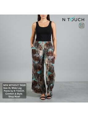 N Touch XL Wide Leg Pants with Abstract Print